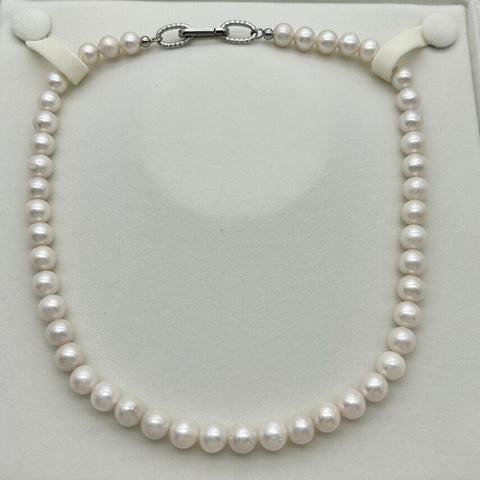 Stainless Steel Freshwater pearl Necklace - 8.5-9mm Freshwater Pearl