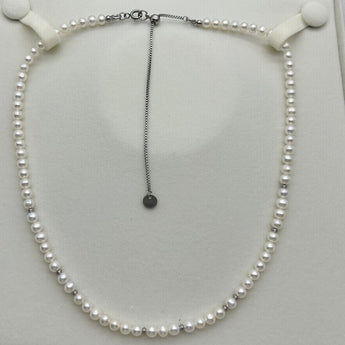 Handcrafted Stainless Steel Freshwater pearl Necklace - 4.5-5mm Freshwater Pearl
