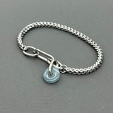Handcrafted Statement Stainless steel bracelet, jade bracelet, 12mm donut bracelet, one piece only