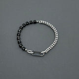 Statement Stainless steel bracelet - Black Tourmaline