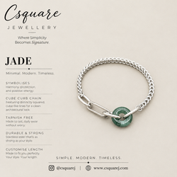 Handcrafted Statement Stainless steel bracelet, jade bracelet, donut bracelet, Cube curb bracelet