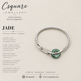 Handcrafted Statement Stainless steel bracelet, jade bracelet, donut bracelet, Cube curb bracelet