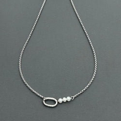 Stainless steel necklace- Freshwater Pearl - 3 pearls