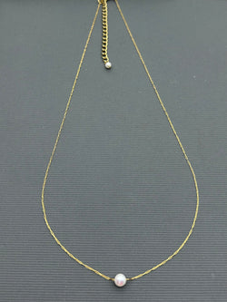 18k Gold plating over Stainless Steel Dainty Freshwater Pearl necklace - Single Pearl