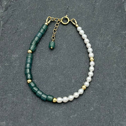 14K Gold Filled - Dainty freshwater pearls bracelet
 - Freshwater pearls & Jade