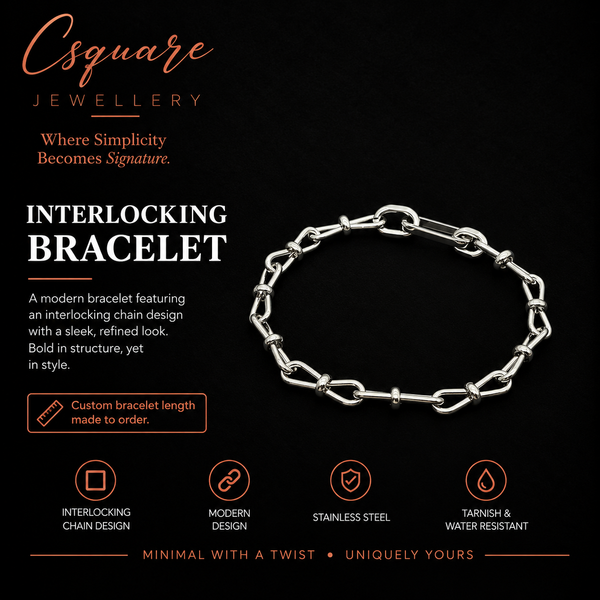 Handcrafted Statement Stainless steel bracelet, interlocking bow bracelet