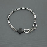 Statement Stainless steel bracelet - Black Agate