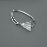 Handcrafted Statement Stainless steel bracelet - Triangle Clear Quartz bracelet, one piece only