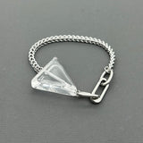 Handcrafted Statement Stainless steel bracelet - Triangle Clear Quartz bracelet, one piece only
