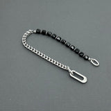 Statement Stainless steel bracelet - Black Tourmaline