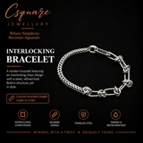 Handcrafted Statement Stainless steel bracelet, half half bracelet, interlocking bracelet