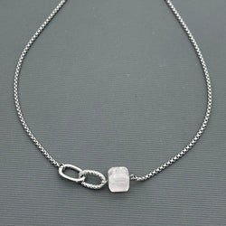 Stainless steel necklace - Rose Quartz