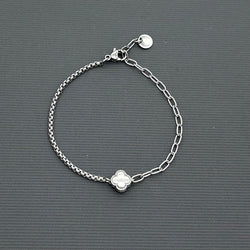 Stainless steel half half  bracelet - Clover