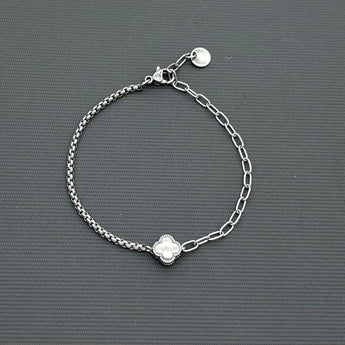 Stainless steel half half  bracelet - Clover