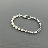 Handcrafted Statement Stainless steel bracelet - 5mm Snowflake phantom bracelet, Half half bracelet, Cube curb bracelet