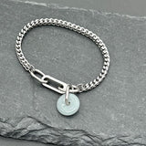 Handcrafted Statement Stainless steel bracelet, jade bracelet, 14mm donut bracelet, one piece only