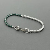Handcrafted Statement Stainless steel bracelet - Jade bracelet, Half half bracelet