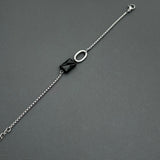 Stainless steel bracelet - Black agate