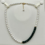 14k Gold Filled - 6mm Freshwater Pearl Necklace, Stretchy / Elastic Bracelet