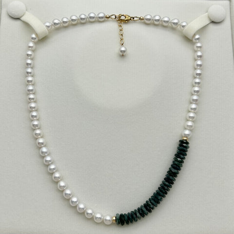 14k Gold Filled - 6mm Freshwater Pearl Necklace, Stretchy / Elastic Bracelet