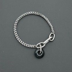 Statement Stainless steel bracelet - Black Jade (donut)