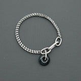 Statement Stainless steel bracelet - Black Jade (donut)