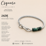 Handcrafted Statement Stainless steel bracelet,dark green jade bracelet, Jade 7.5mm
