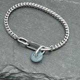 Handcrafted Statement Stainless steel bracelet, jade bracelet, 12mm donut bracelet