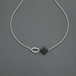 Stainless steel necklace - Black Agate