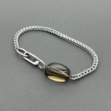 Handcrafted Statement Stainless steel bracelet - Smokey Quartz bracelet, Cube curb bracelet