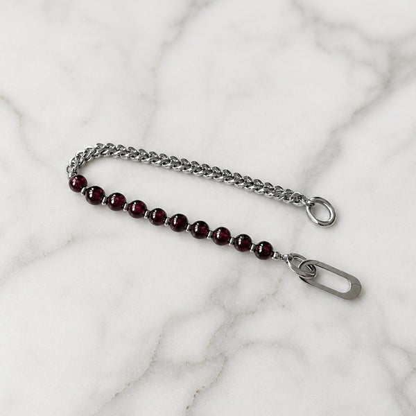 Statement Stainless steel bracelet - Garnet