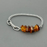 Handcrafted Statement Stainless steel bracelet, Amber bracelet, Amber 9.5mm, Cube curb bracelet