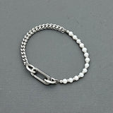 Statement Stainless steel bracelet - Freshwater pearls