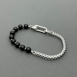 Handcrafted Statement Stainless steel bracelet - Black rutilated quartz bracelet