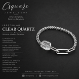 Handcrafted Statement Stainless steel bracelet - Clear Quartz bracelet, custom bracelet length