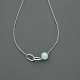 Handcrafted Stainless steel necklace- Jade 10mm, interlocked necklace