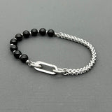Handcrafted Statement Stainless steel bracelet - Black rutilated quartz bracelet