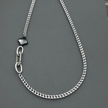 Statement Stainless steel Necklace - Black agate