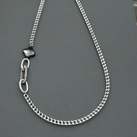Statement Stainless steel Necklace - Black agate