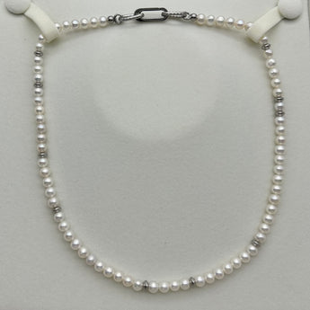 Handcrafted Stainless Steel Freshwater pearl Necklace - 5mm Freshwater Pearl