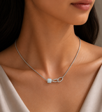 Handcrafted Stainless steel necklace- Jade, interlocked necklace