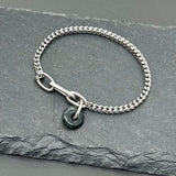 Handcrafted Statement Stainless steel bracelet, jade bracelet, 13mm donut bracelet
