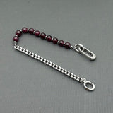 Handcrafted Statement Stainless steel bracelet - Garnet bracelet, Half half bracelet