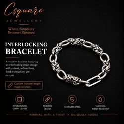 Handcrafted Statement Stainless steel bracelet, interlocking chain bracelet