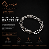 Handcrafted Statement Stainless steel bracelet, interlocking chain bracelet