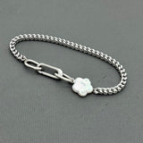 Statement Stainless steel bracelet - Flower Freshwater Pearl