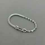 Handcrafted Statement Stainless steel bracelet -  4.5mm labradorite bracelet, Half half bracelet, Cube curb bracelet