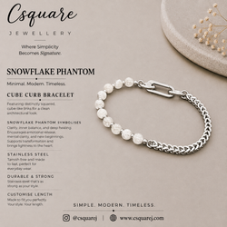 Handcrafted Statement Stainless steel bracelet - 5mm Snowflake phantom bracelet, Half half bracelet, Cube curb bracelet