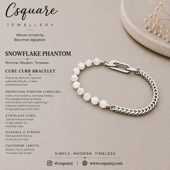 Handcrafted Statement Stainless steel bracelet - 5mm Snowflake phantom bracelet, Half half bracelet, Cube curb bracelet