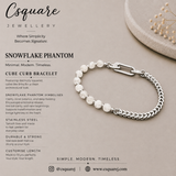 Handcrafted Statement Stainless steel bracelet - 5mm Snowflake phantom bracelet, Half half bracelet, Cube curb bracelet